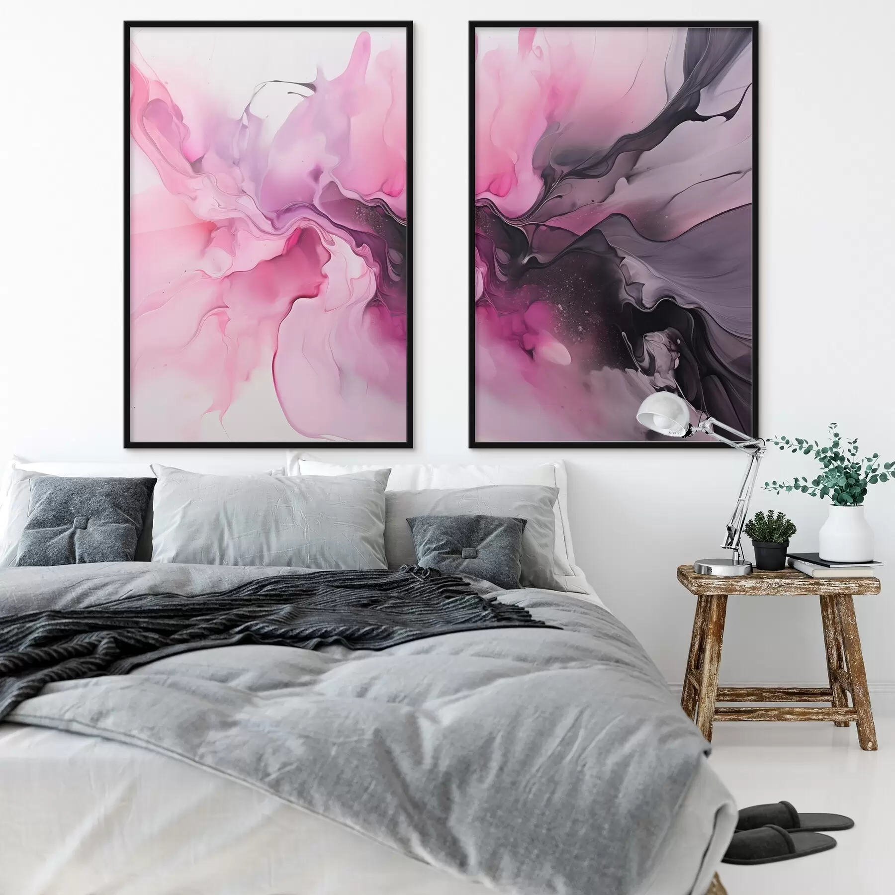 murales de pared Remolinos abstractos de color rosa, morado y negro se mezclan en una composición fluida y orgánica, creando una sensación de movimiento d00532