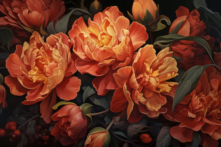 murales de pared Tarde cálida y floral w05044