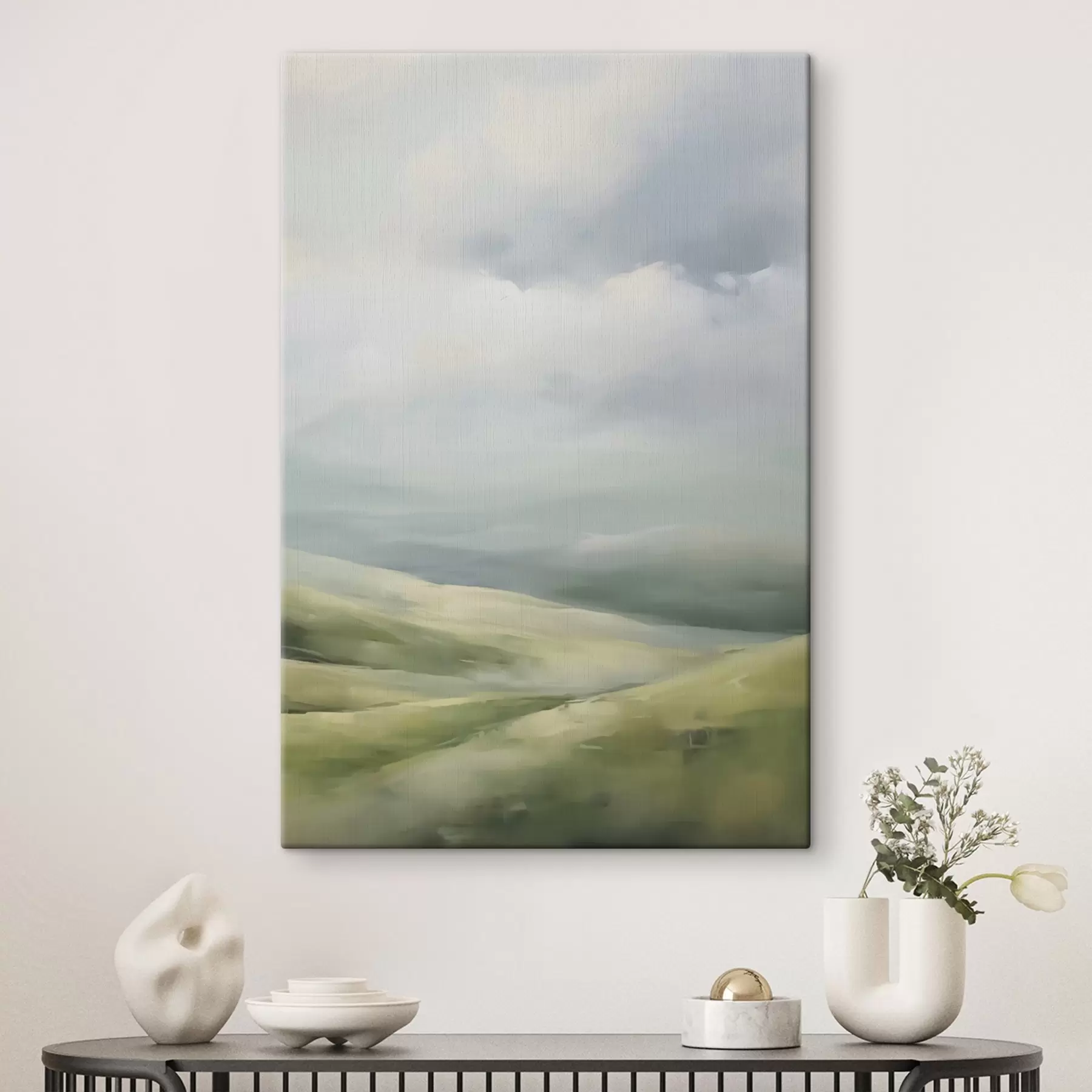 murales de pared Campo con un fondo de nubes s47243