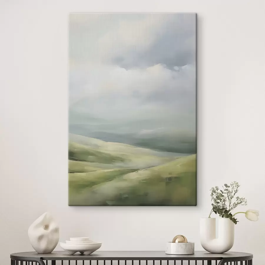 murales de pared Campo con un fondo de nubes s47243