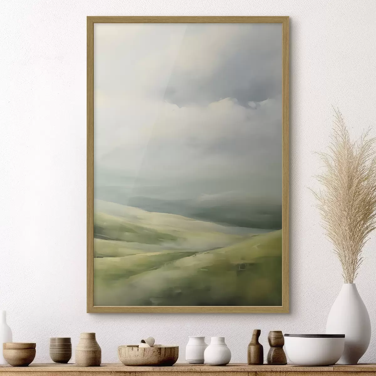 Poster Campo con un fondo de nubes f47243