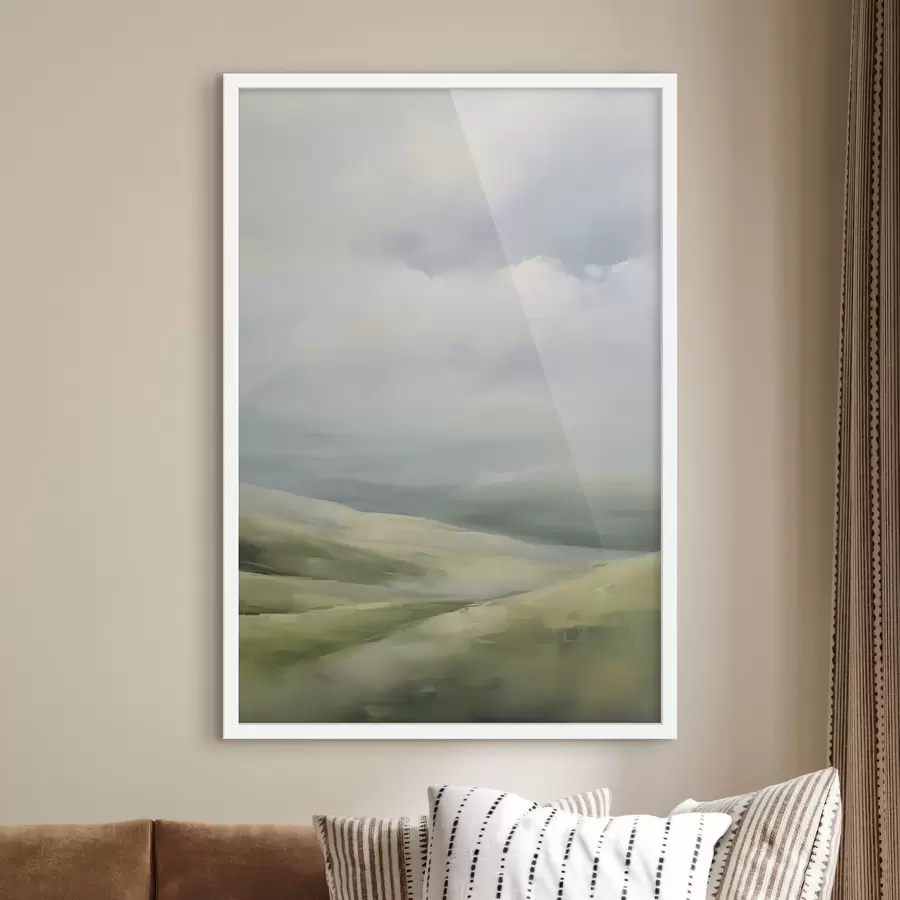 murales de pared Campo con un fondo de nubes f47243