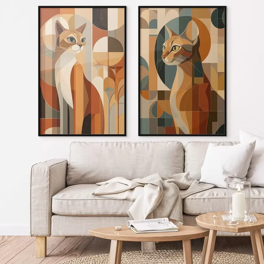 murales de pared Gatos abstractos d00841