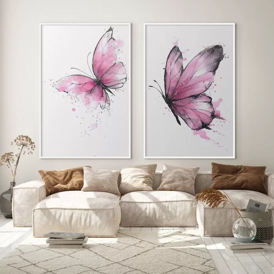 murales de pared Hermosas mariposas pintadas con acuarela d00863