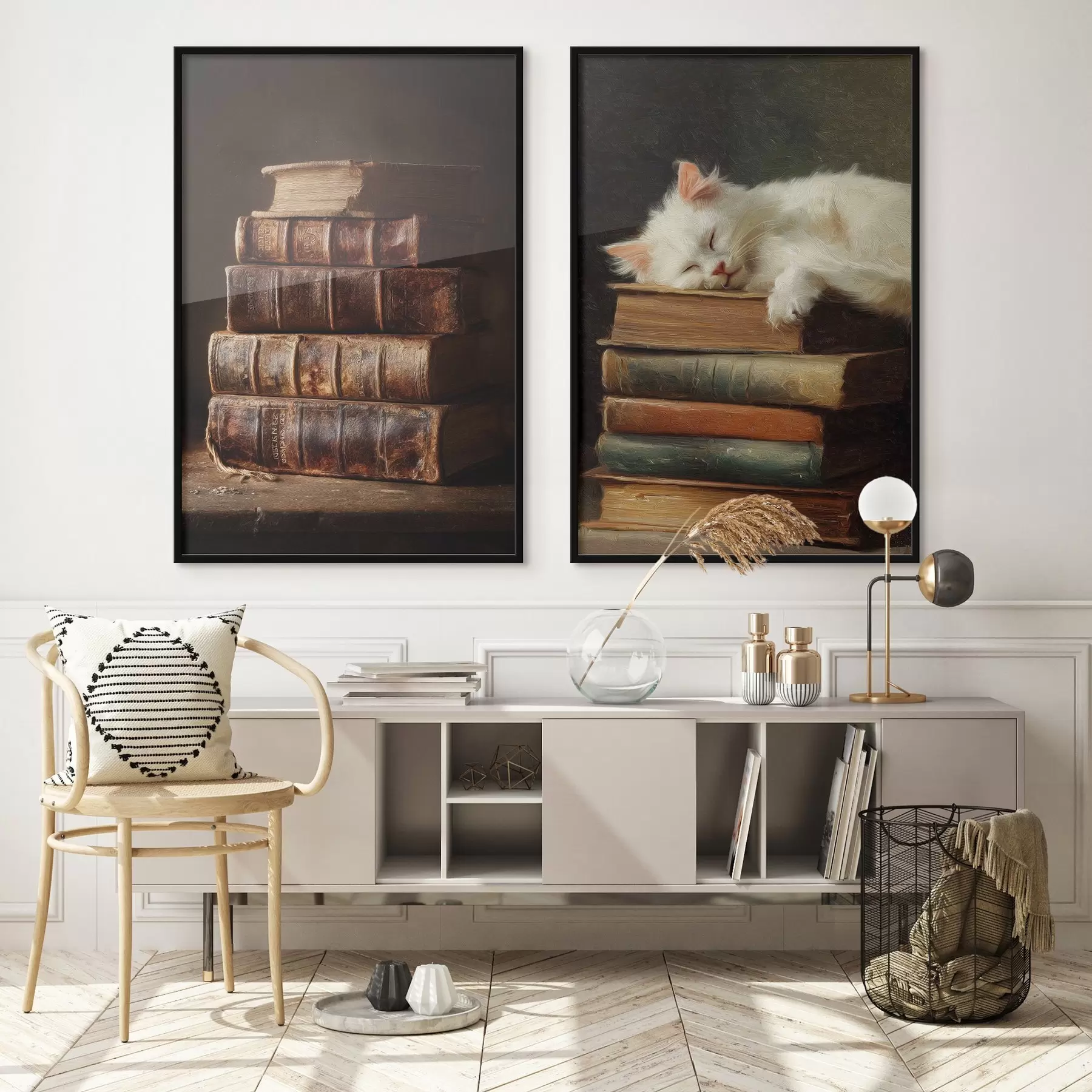 murales de pared Gato sobre libros d00919