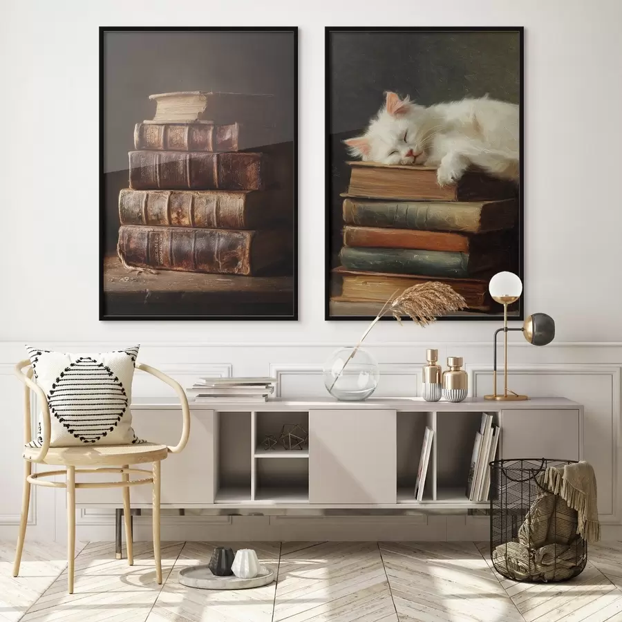 murales de pared Gato sobre libros d00919