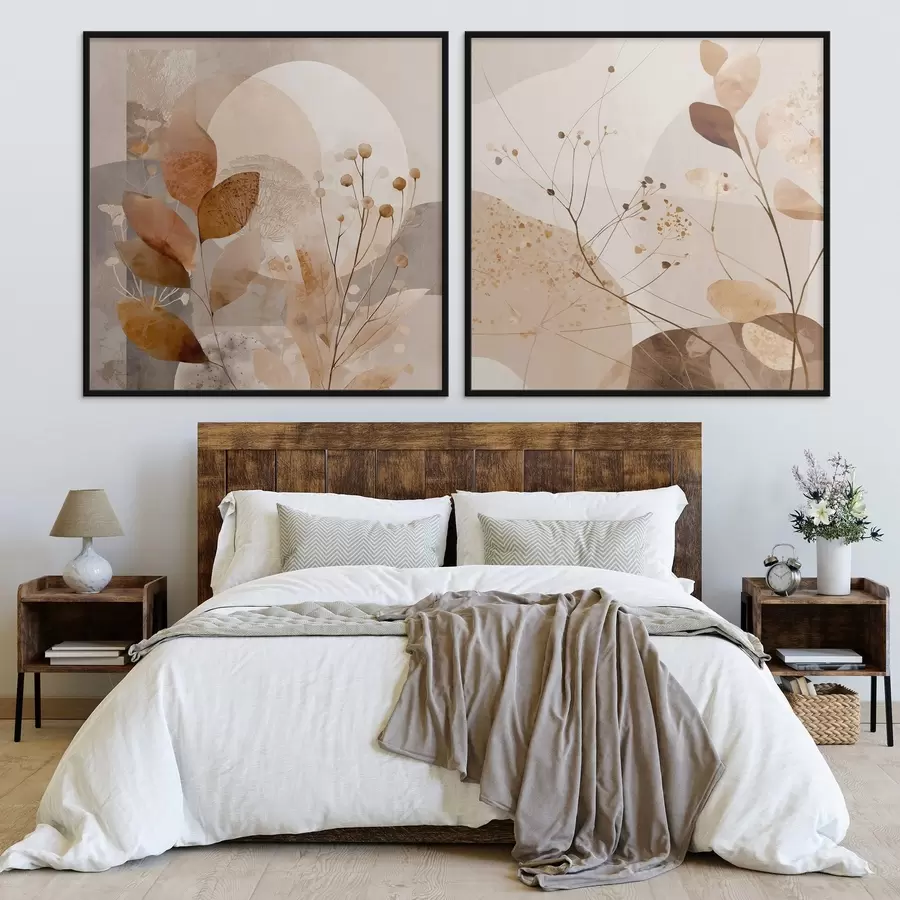 murales de pared Composición floral abstracta en dos partes d00892