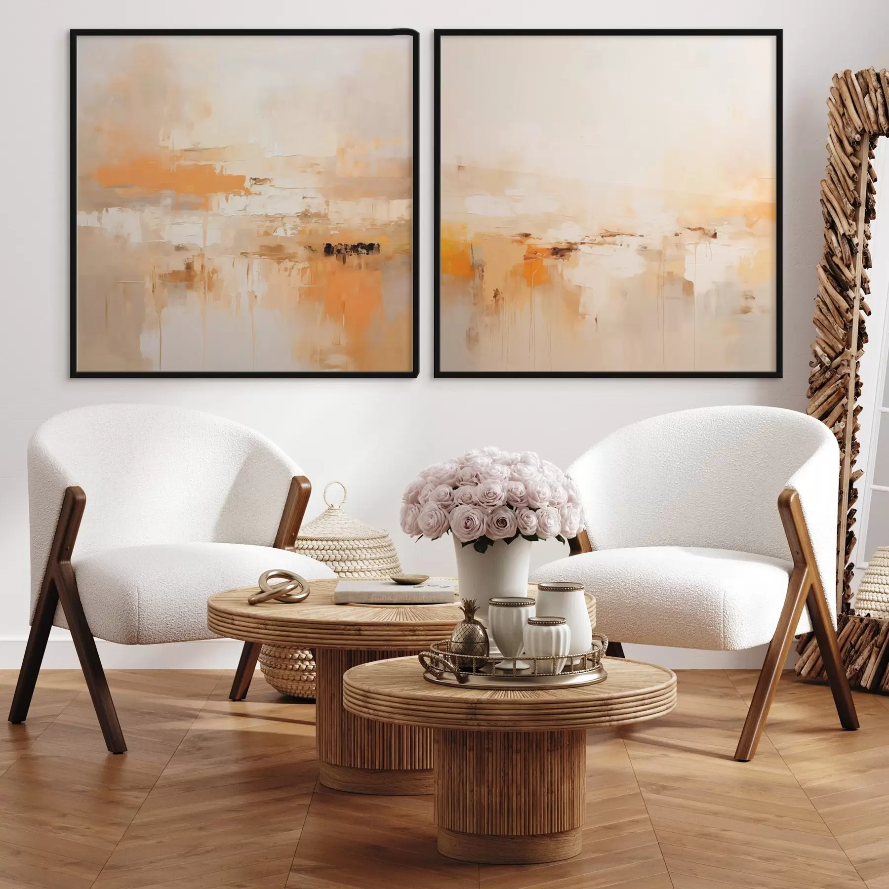 murales de pared Pintura abstracta ligera en tonos otoñales d00895