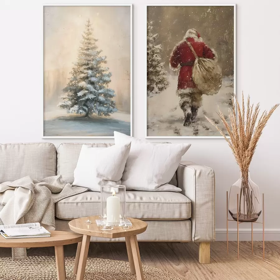 murales de pared Papá Noel y el árbol de Navidad d00956