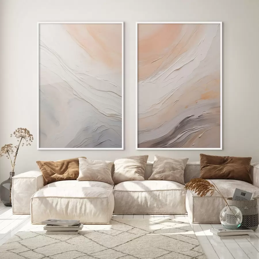 murales de pared Texturas de yeso neutras con capas de relieve fluidas. d00971