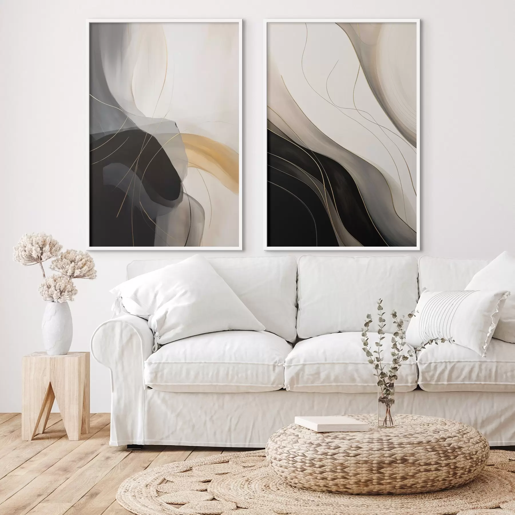 murales de pared Curvas monocromáticas con finos filamentos metálicos. d00972