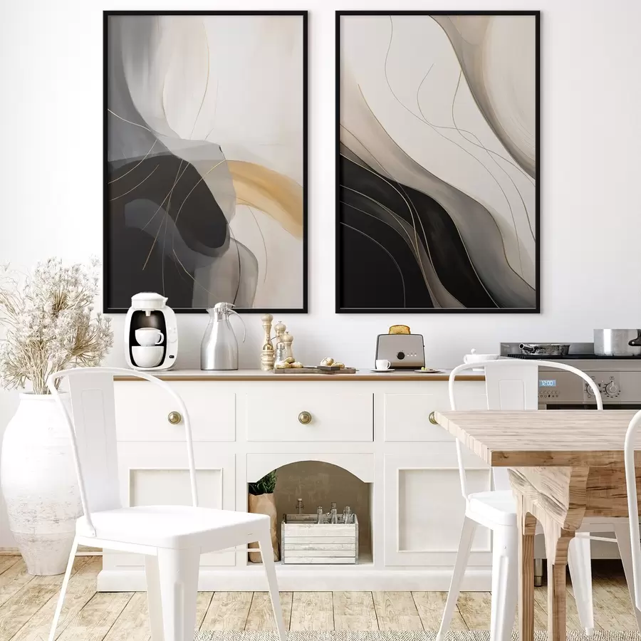 murales de pared Curvas monocromáticas con finos filamentos metálicos. d00972