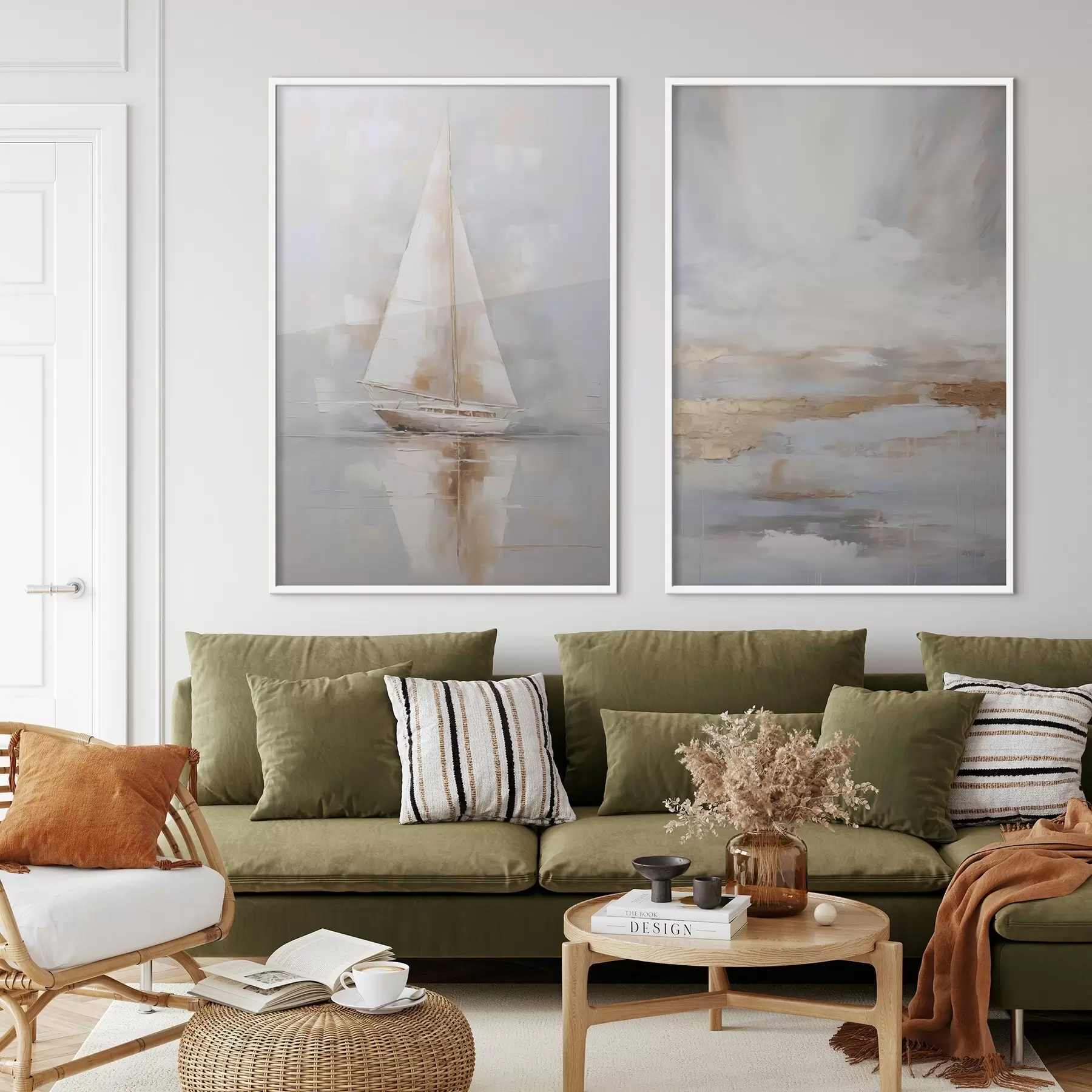 murales de pared Velero y composición abstracta imitación de pintura d00999