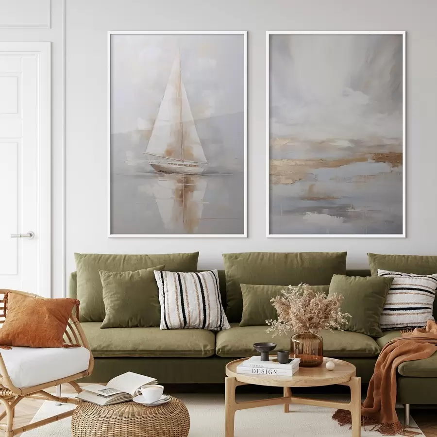 murales de pared Velero y composición abstracta imitación de pintura d00999