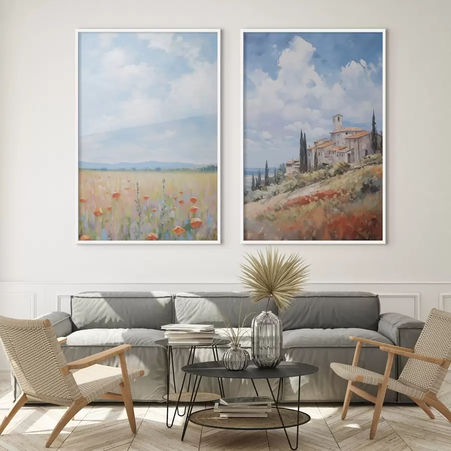 murales de pared Imitación de paisaje rural en pintura d01018