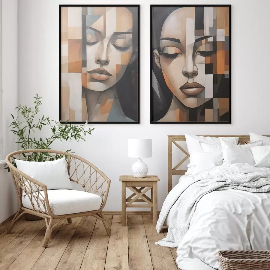 murales de pared Retrato cubista de una mujer d01023