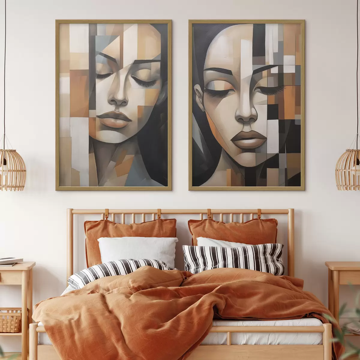 Poster Retrato cubista de una mujer d01023