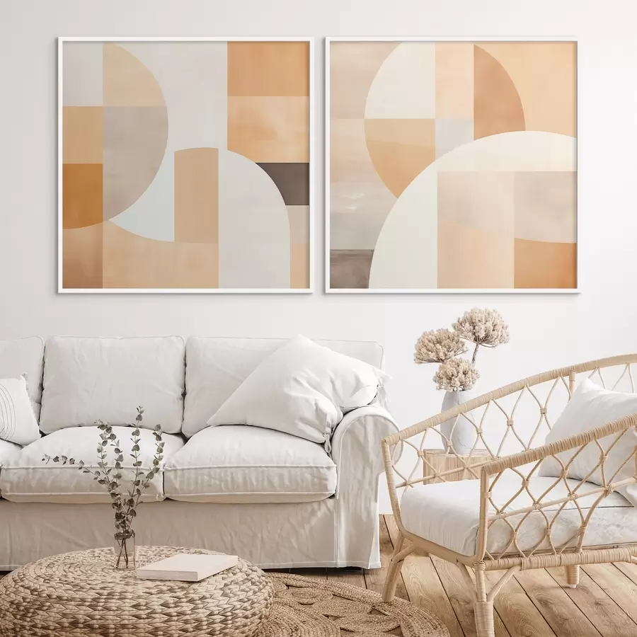 murales de pared Composición con formas grandes y bloques de colores suaves. d00986