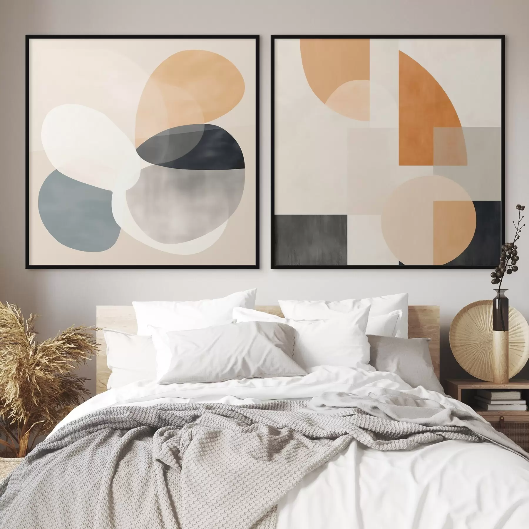 murales de pared Intersecciones redondeadas de formas en el minimalismo de la acuarela d00993