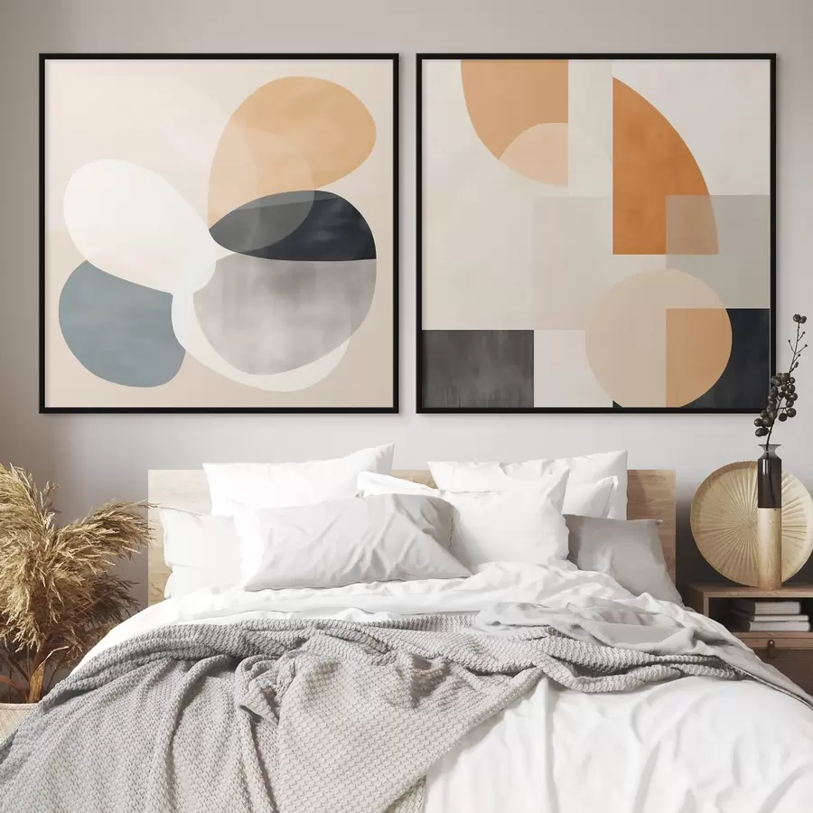 murales de pared Intersecciones redondeadas de formas en el minimalismo de la acuarela d00993