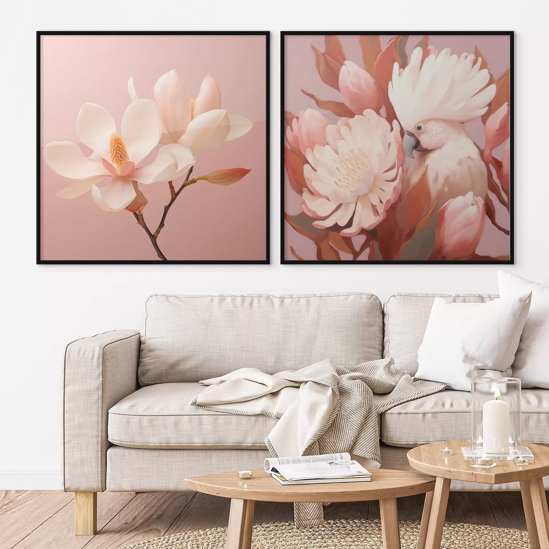 murales de pared Composición floral con un pájaro en estilo ilustración artística. d00994