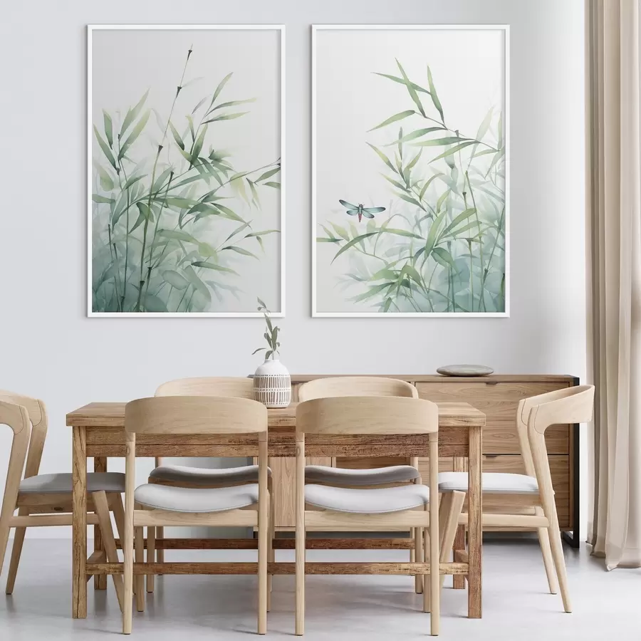 murales de pared Plantas de bambú, imitación acuarela d01062