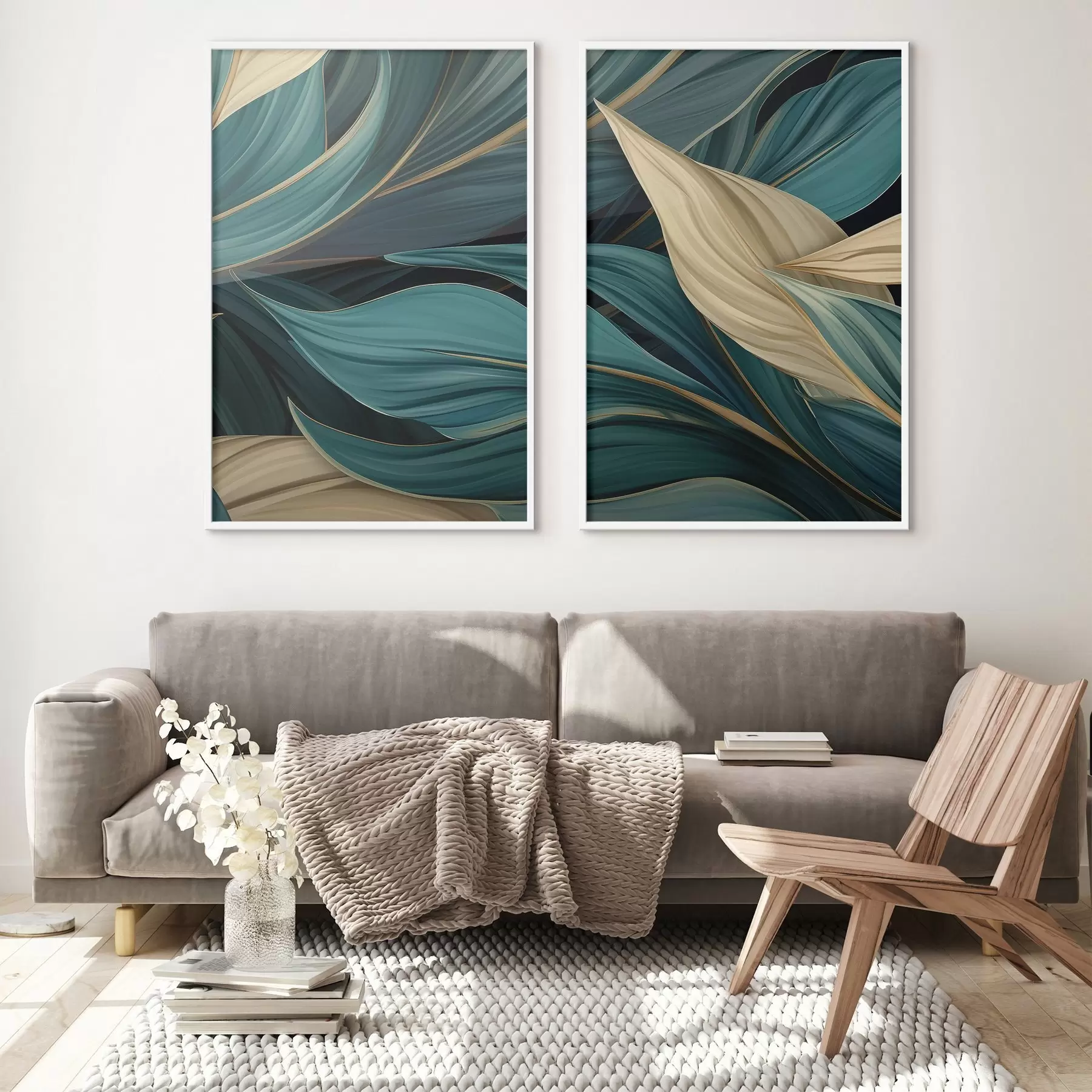 murales de pared Hojas abstractas verdes d01063