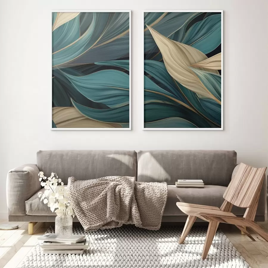 murales de pared Hojas abstractas verdes d01063