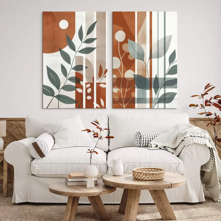 murales de pared Abstracción con ramas de hojas m01074