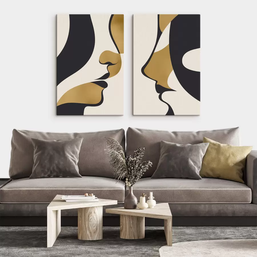 murales de pared Siluetas abstractas de rostros m01166