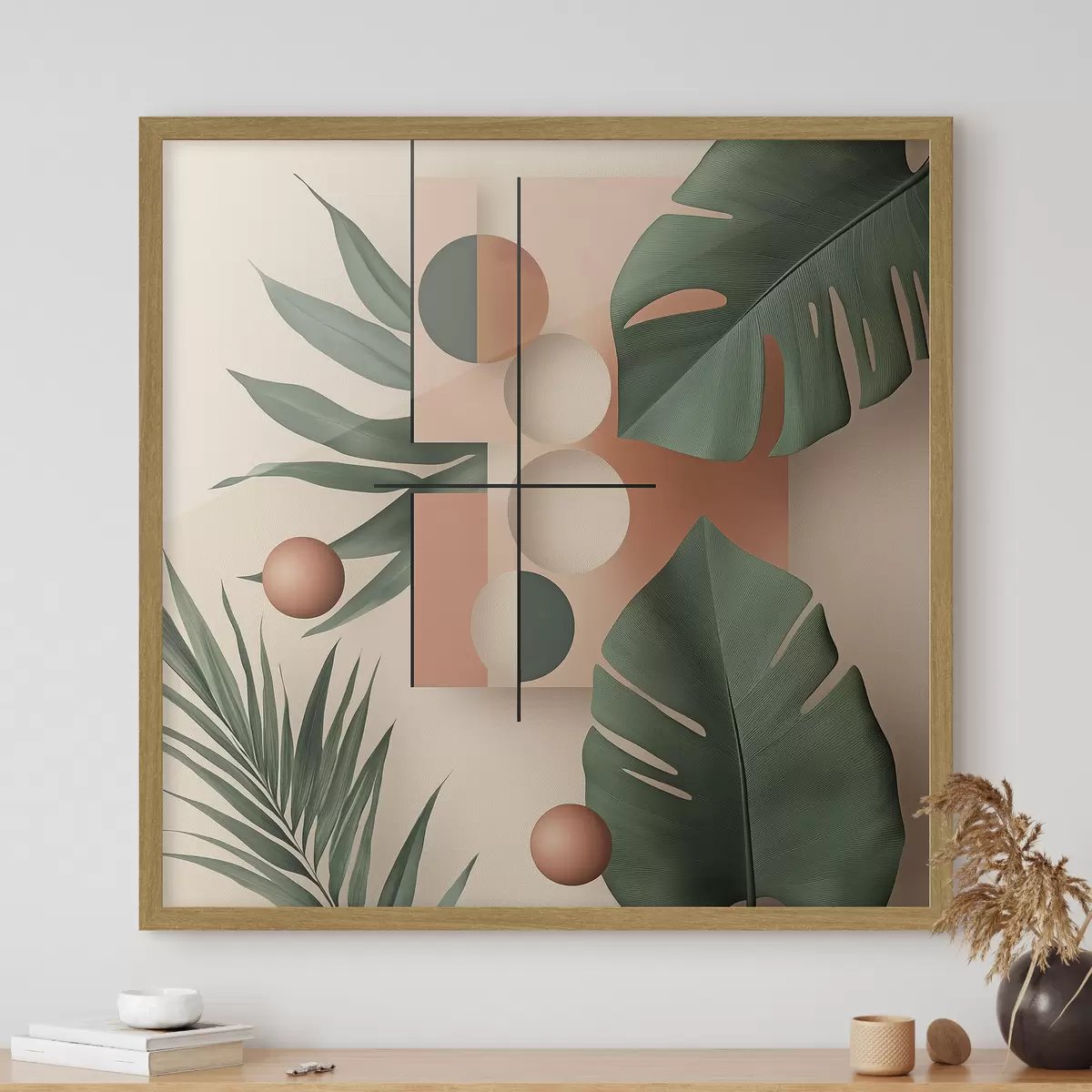 Poster Abstracción con grandes hojas tropicales f47099