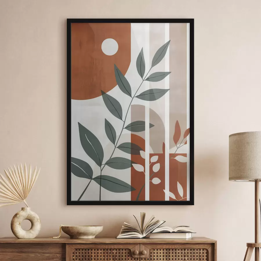 murales de pared Abstracción con ramas de hojas f47247