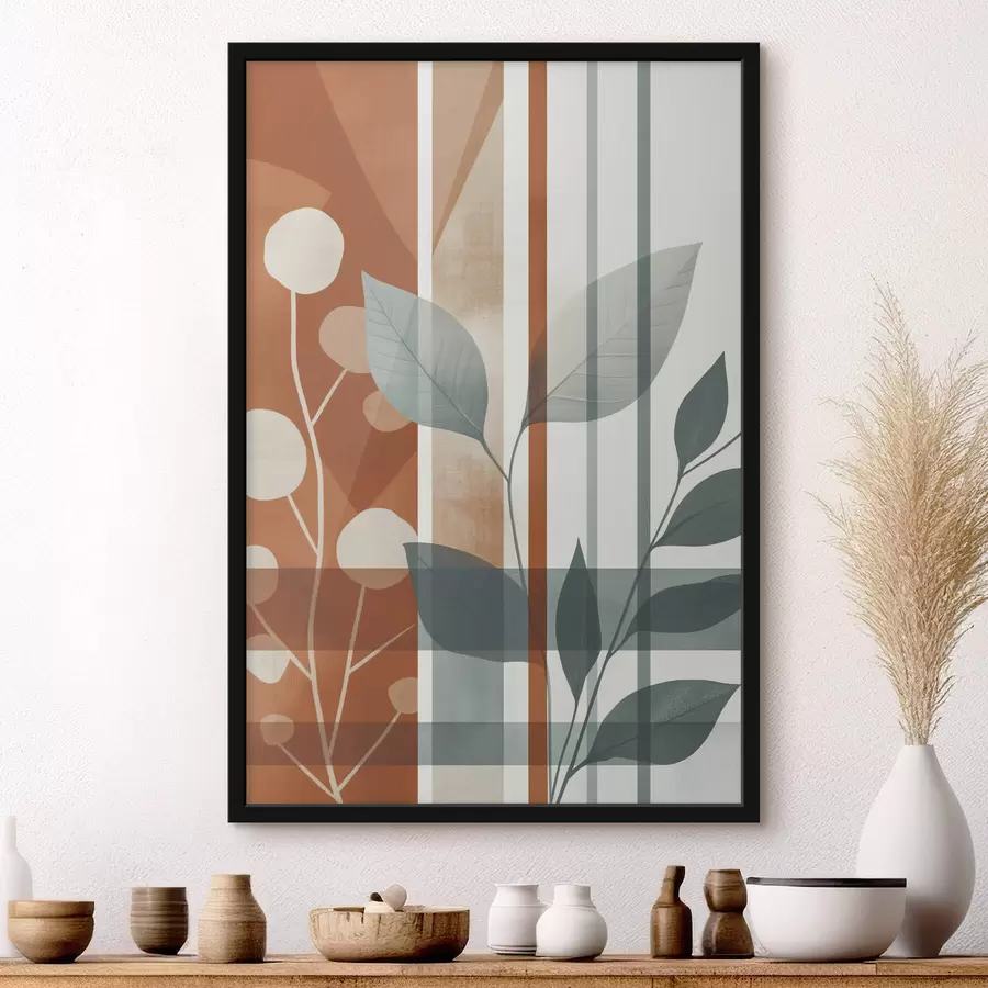 murales de pared Abstracción con ramas de hojas f47248