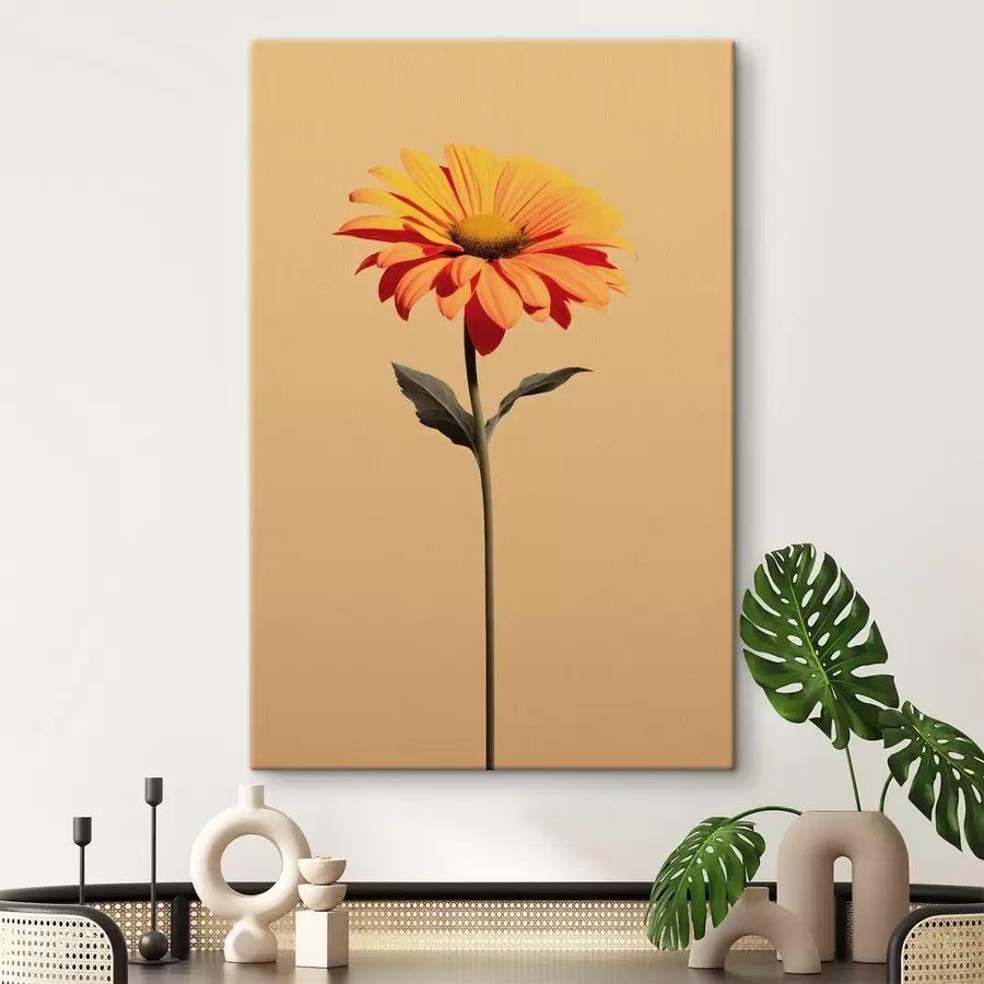 murales de pared Flor de gerbera sobre fondo liso con luz suave en estilo minimalista s46928