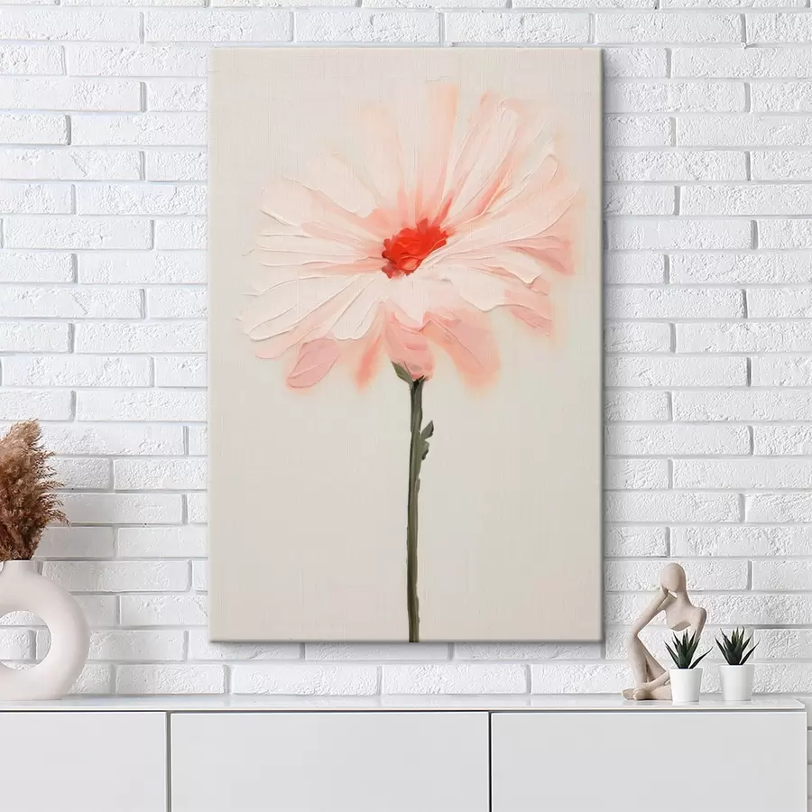 murales de pared Flor blanca y rosa con pinceladas expresivas en estilo de pintura al óleo. s46933