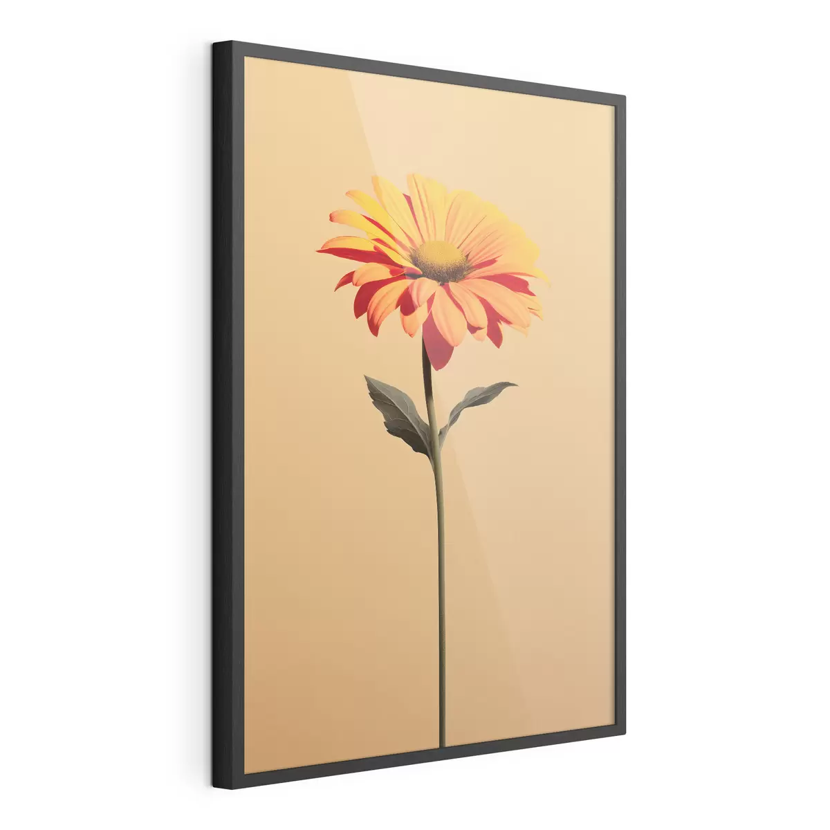 Poster Flor de gerbera sobre fondo liso con luz suave en estilo minimalista f46928