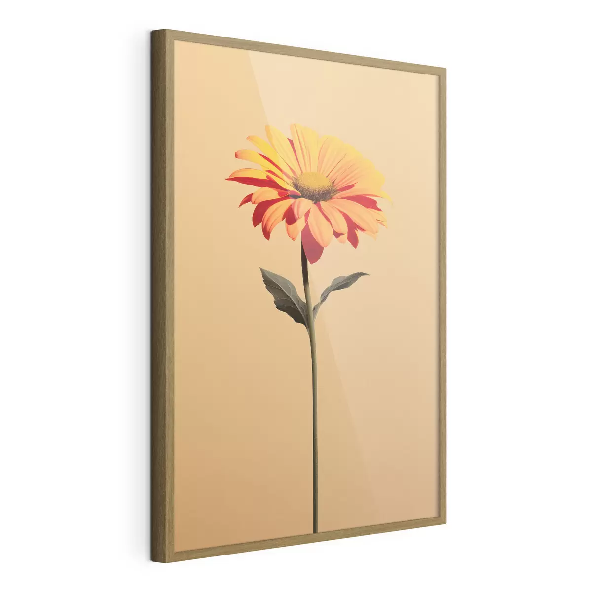 Poster Flor de gerbera sobre fondo liso con luz suave en estilo minimalista f46928