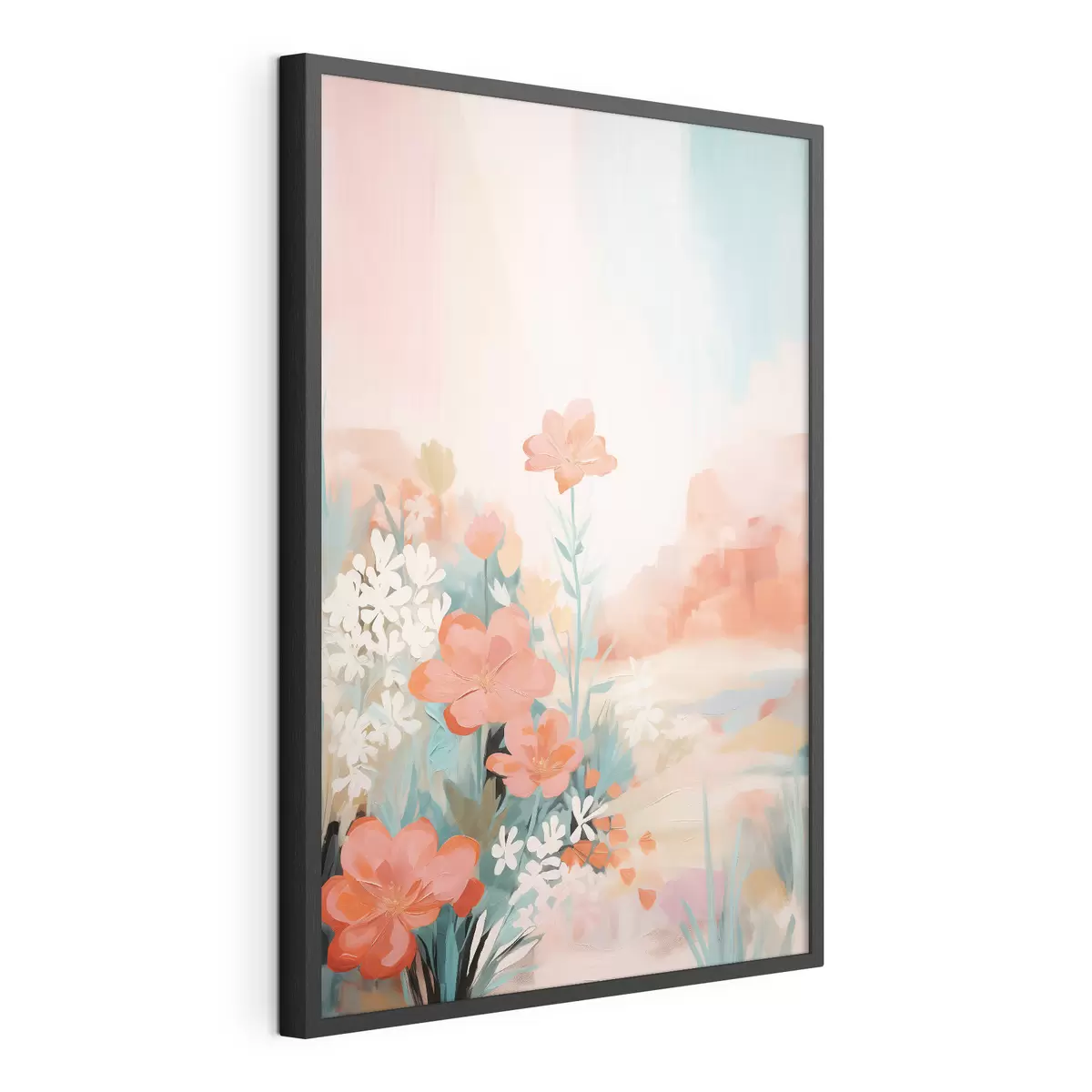 Poster Paisaje floral abstracto en una paleta de colores rosa y azul. f46932