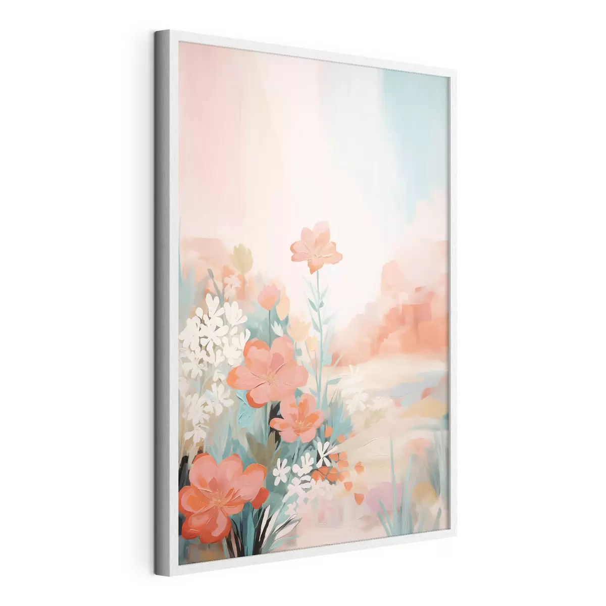 Poster Paisaje floral abstracto en una paleta de colores rosa y azul. f46932