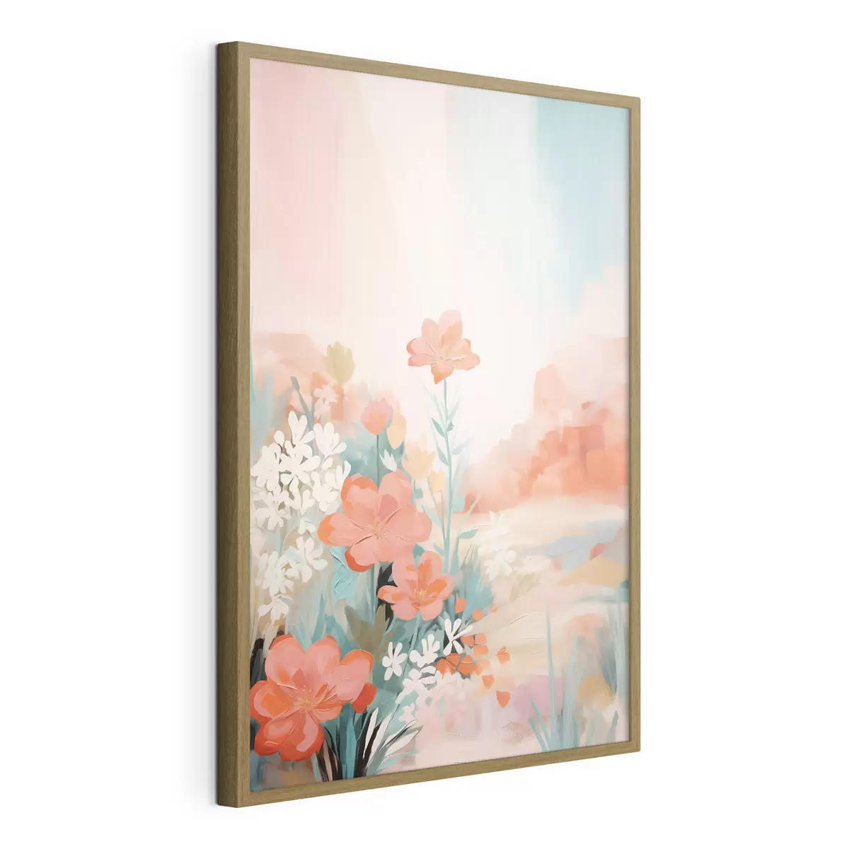 Poster Paisaje floral abstracto en una paleta de colores rosa y azul. f46932