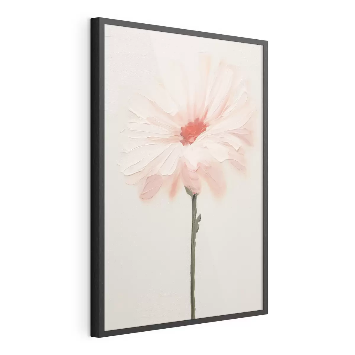Poster Flor blanca y rosa con pinceladas expresivas en estilo de pintura al óleo. f46933