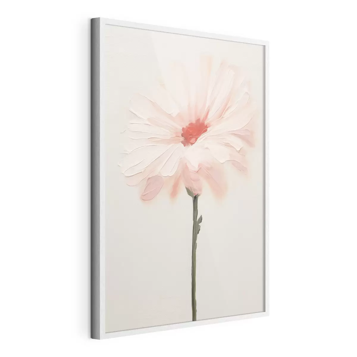 Poster Flor blanca y rosa con pinceladas expresivas en estilo de pintura al óleo. f46933