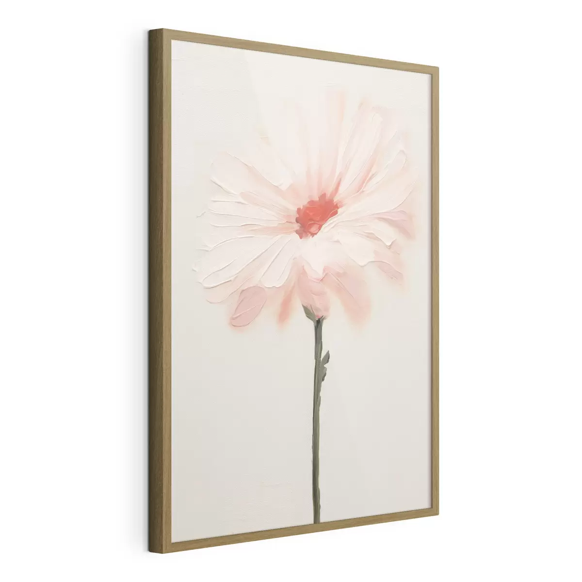 Poster Flor blanca y rosa con pinceladas expresivas en estilo de pintura al óleo. f46933