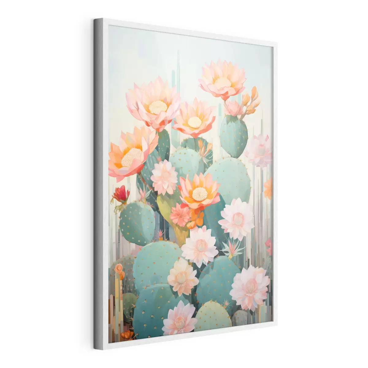 Poster Jardín de flores de cactus en una suave paleta de colores pastel con estilo ilustrativo. f46935