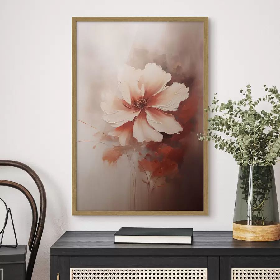 murales de pared Delicada flor de coral blanco sobre un fondo difuminado, al estilo de una pintura al óleo. f46938
