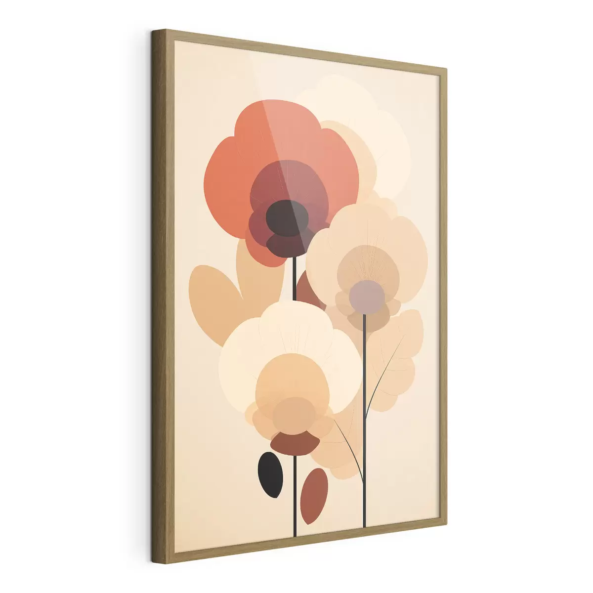 Poster Flores abstractas en una cálida paleta de tonos beige con un estilo minimalista. f46942