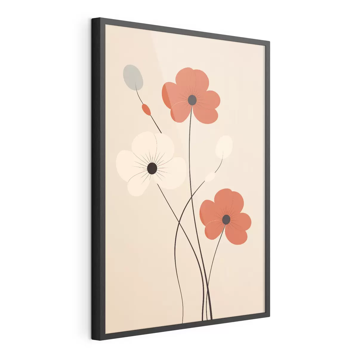 Poster Composición abstracta con tallos finos y formas sencillas en un estilo minimalista. f46943