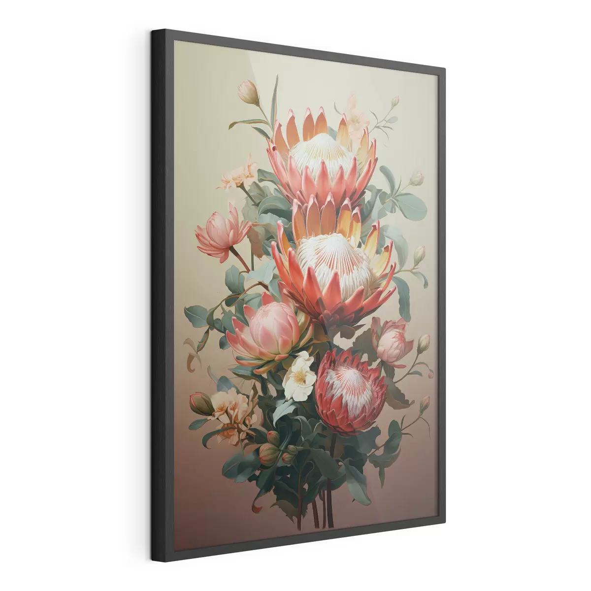 Poster Composición con grandes proteas en un estilo pictórico digital moderno. f46947