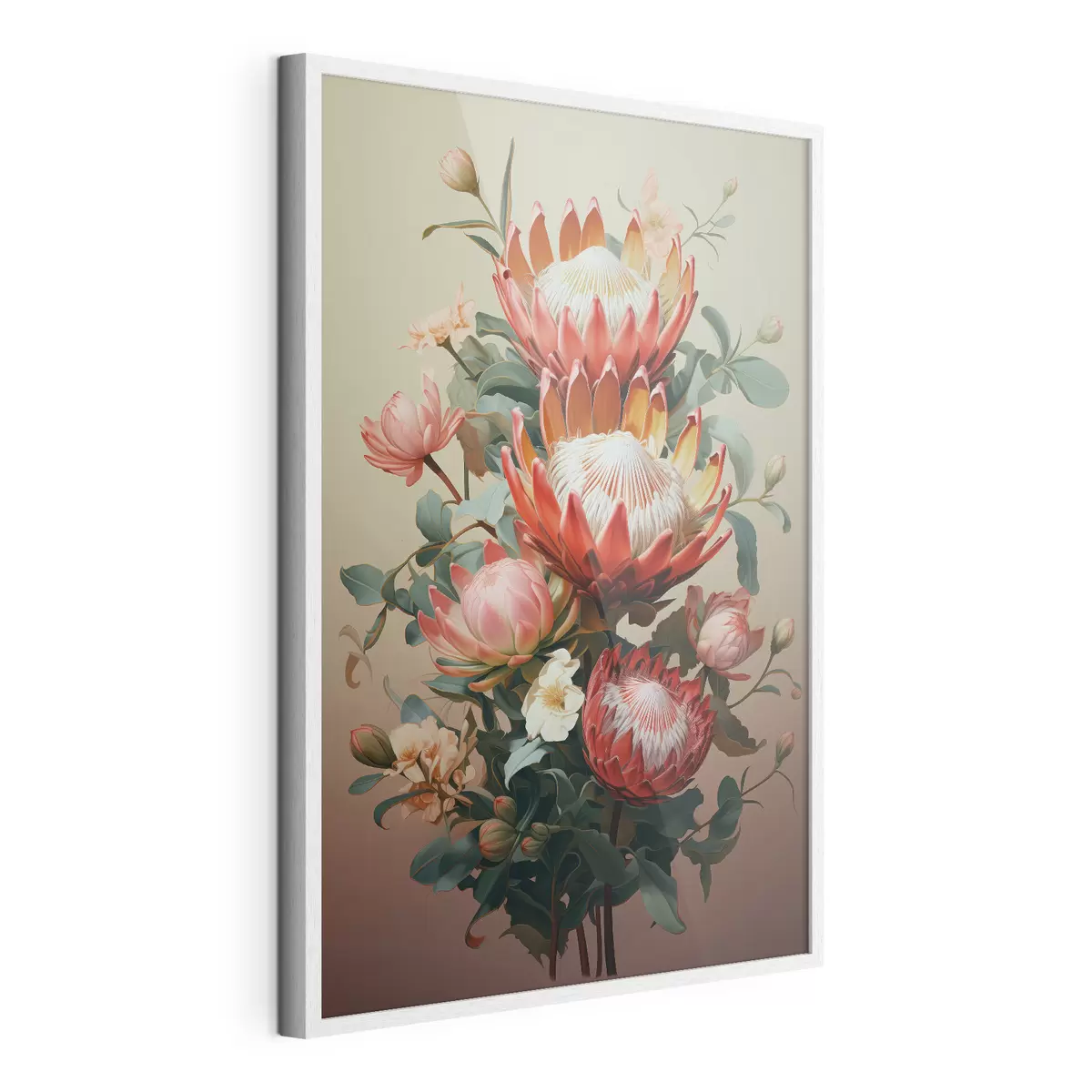 Poster Composición con grandes proteas en un estilo pictórico digital moderno. f46947