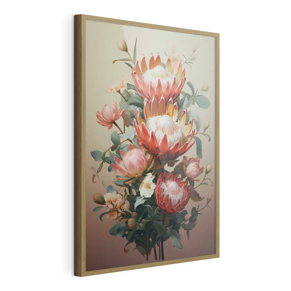 Poster Composición con grandes proteas en un estilo pictórico digital moderno. f46947
